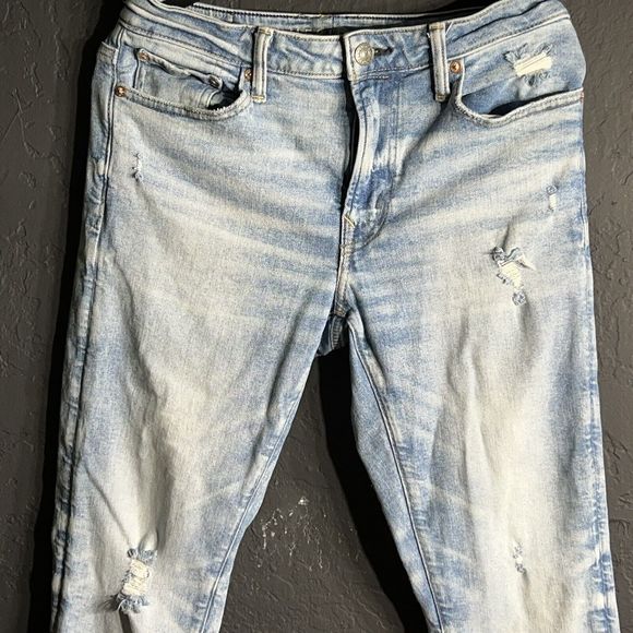 American Eagle Mens Jeans 30x30 Airflex Athletic‎ Skinny Distressed Light Wash - Picture 2 of 14